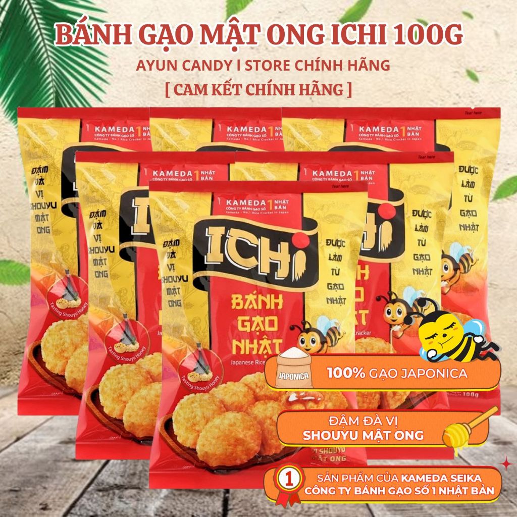 [COMBO 5 180G] Bánh Gạo Nhật ICHI Vị Shouyu Mật Ong Gói - Bánh Gạo Ichi - Bánh Gạo Mật Ong