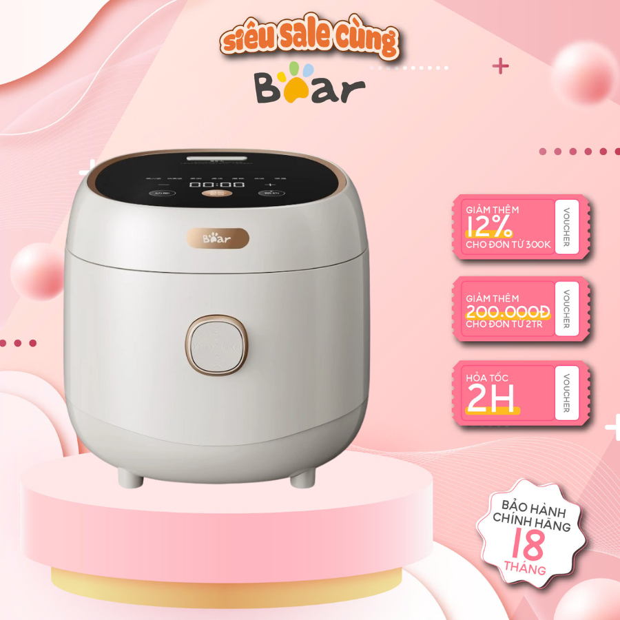 Nồi cơm điện đa năng Bear RC-4H40E (DFB-C40K6) 4L, 6 Chế độ nấu,Chống dính cho 2-4 người,BH 18 Tháng