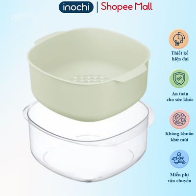 Bộ thau rổ inochi. Chất liệu nhựa PP chịu nhiệt, không giòn gãy/phai màu.
