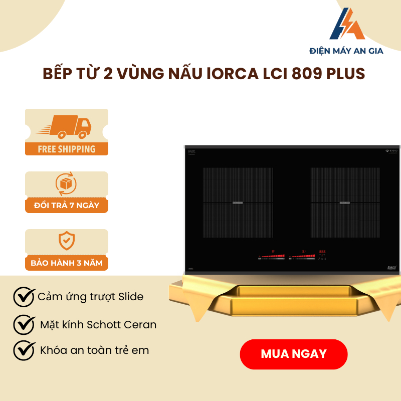 Bếp từ Lorca LCI 809 Plus - Bếp từ đôi chất lượng cao, mặt kính Schott Ceran vát cạnh