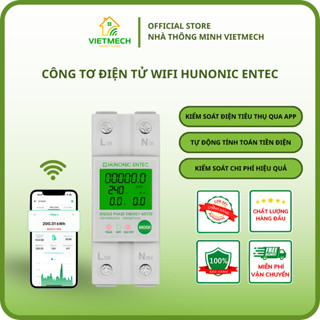  Công Tơ Điện Tử Hunonic Entec Wifi - Đo Chỉ Số Điện Năng Chính Xác Tự Động Tính Toán Tiền Điện Bậc Thang App Tiếng Việt 