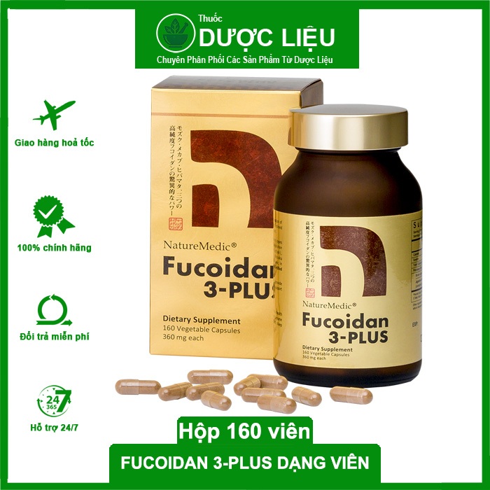 Viên uống NatureMedic Fucoidan 3 Plus Nhật Bản - Dùng cho người bị K. Hộp 160 viên