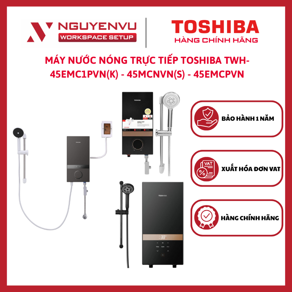 [KHO HN - HCM] Máy Nước Nóng Trực Tiếp Toshiba TWH-45EMC1PVN(K) - 45MCNVN(S) - 45EMCPVN - Hàng Chính