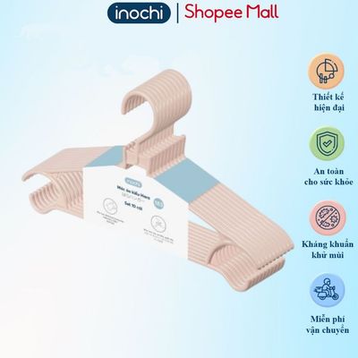 Set 10 móc áo inochi GIAO MÀU NGẪU NHIÊN chống giòn gãy, thiết kế đẹp, giữ form quần áo