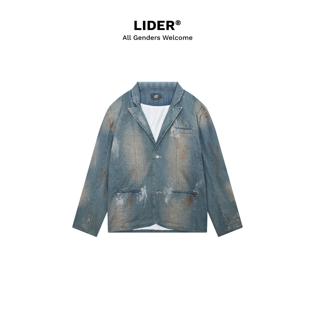 Áo Khoác Blazer Jeans Washed Bụi Unisex LIDER BLEU WASHED OVERSIZED BLAZER