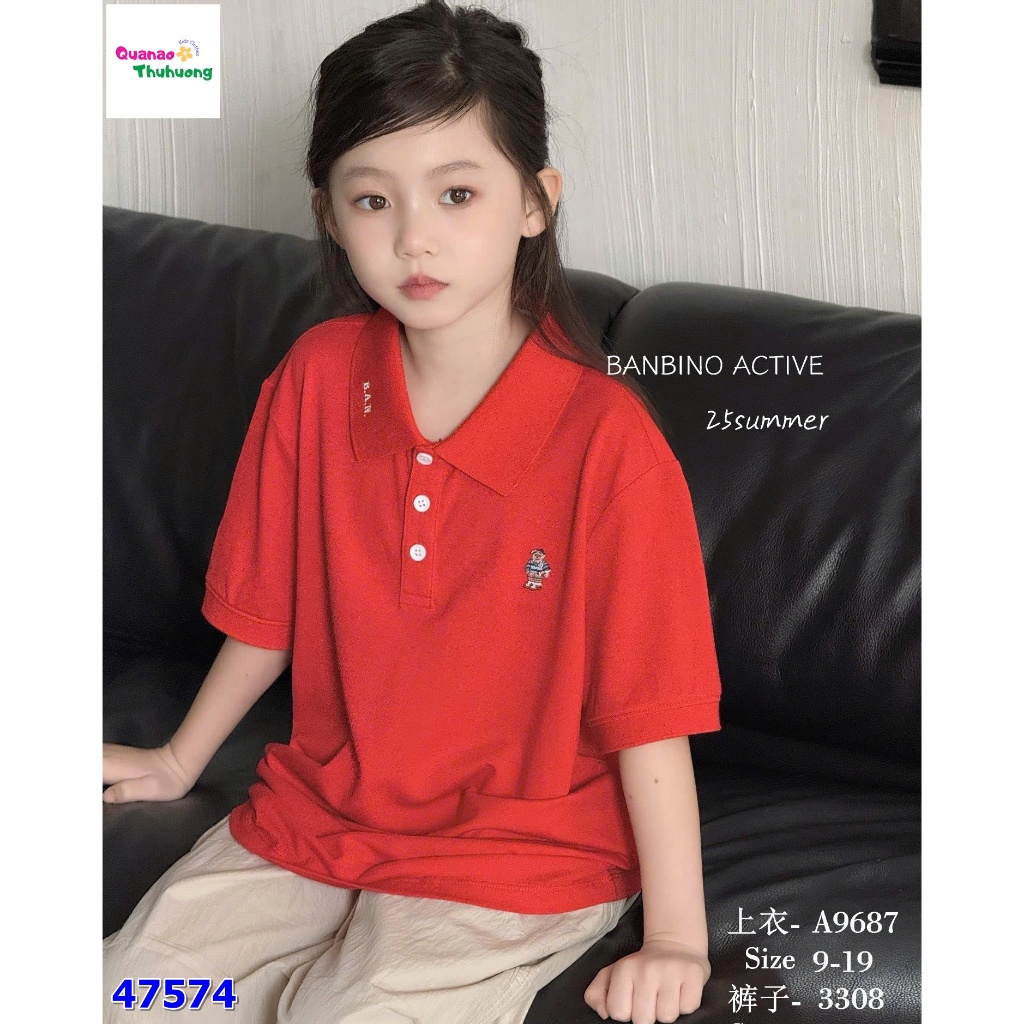 Áo polo Banbino Đỏ họa tiết - cá tính cho bé trai