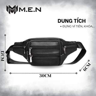 Túi đeo bụng bao tử da loại 1 cáo cấp thời trang hàn quốc den -nâu 6 ngăn S4 M.E.N {buôn bán}