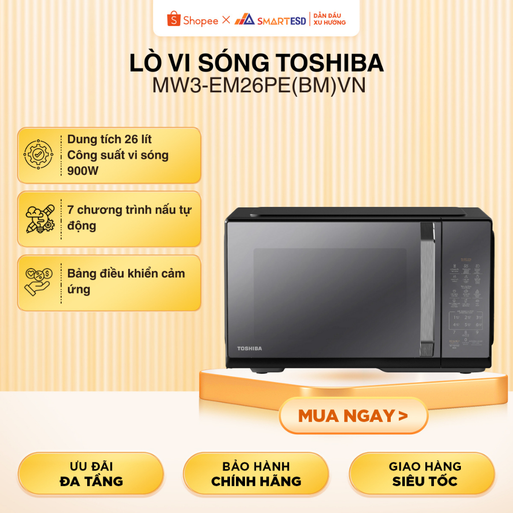 Lò vi sóng mặt gương Toshiba MW3-EM26PE(BM)VN 26 lít - Bảo Hành 12 Tháng