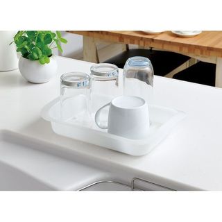 Khay úp ly chén INOMATA  màu trắng nội địa Nhật Bản