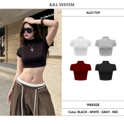 Áo thun croptop cổ lọ siêu ngắn ALIO - 𝐊𝐈𝐋𝐋 𝐒𝐘𝐒𝐓𝐄𝐌