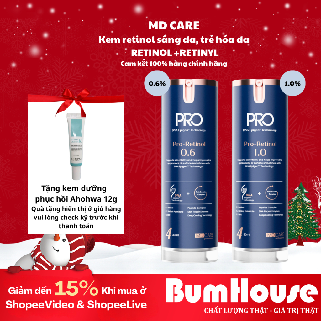 [HÀNG CTY] Kem dưỡng MD CARE Pro-Retinol 0.6/ Pro-Retinol  1.0 Giúp dưỡng sáng, Trẻ Hóa da 30ml | BigBuy360 - bigbuy360.vn