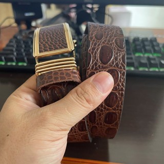 Thắt Lưng Da Bò Vân Cá Sấu Bản To 3.8 cm No1-fahsion Màu Nâu Đậm Đầu Khóa Tì Tự Động Độ Bền 10 Năm 