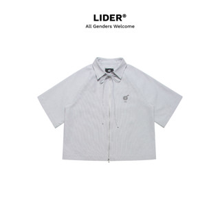  Áo Sơ Mi Kẻ Sọc Khóa Kéo 2 Đầu LIDER POPEYE STRIPED ZIP-UP SHIRT - Striped Grey Red 