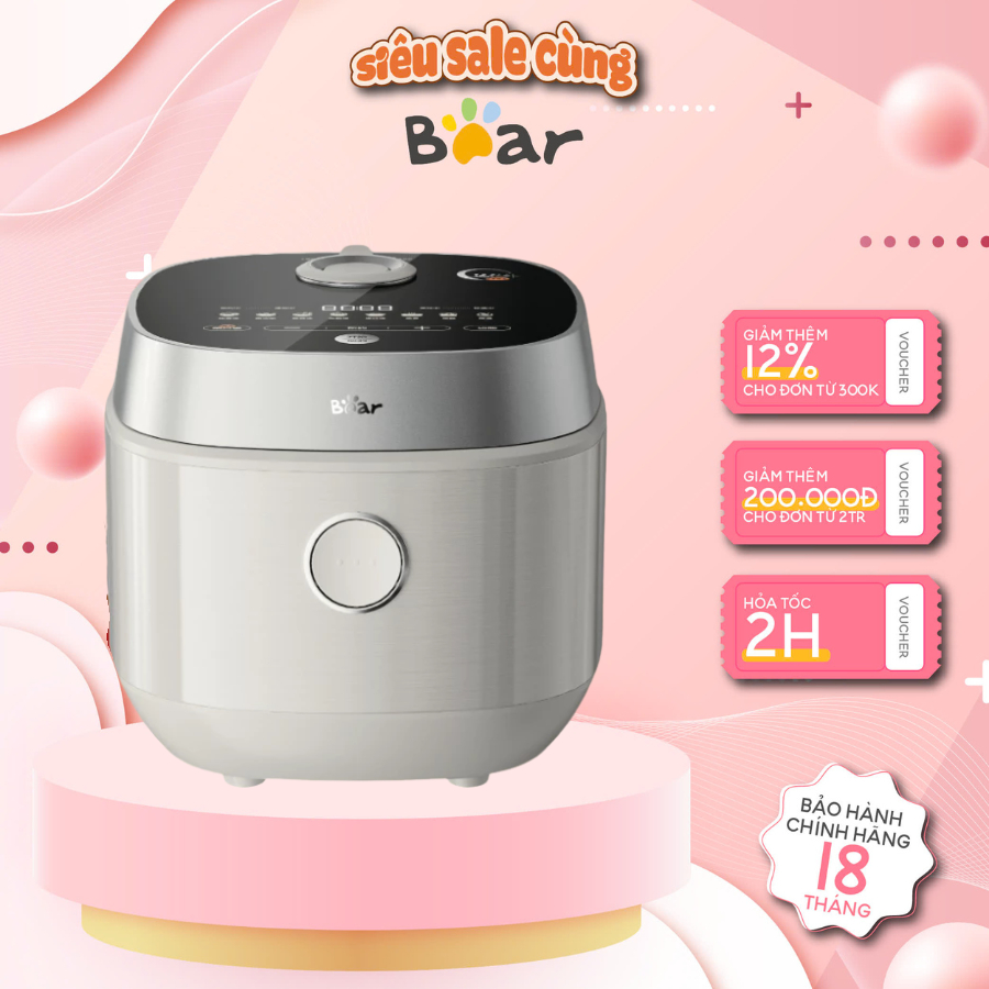 Nồi cơm điện đa năng 4L Bear RC-4H40Y (DFB-J40Q5) - 800W- Lớp chống dính cho 2-4 người - BH 18 Tháng