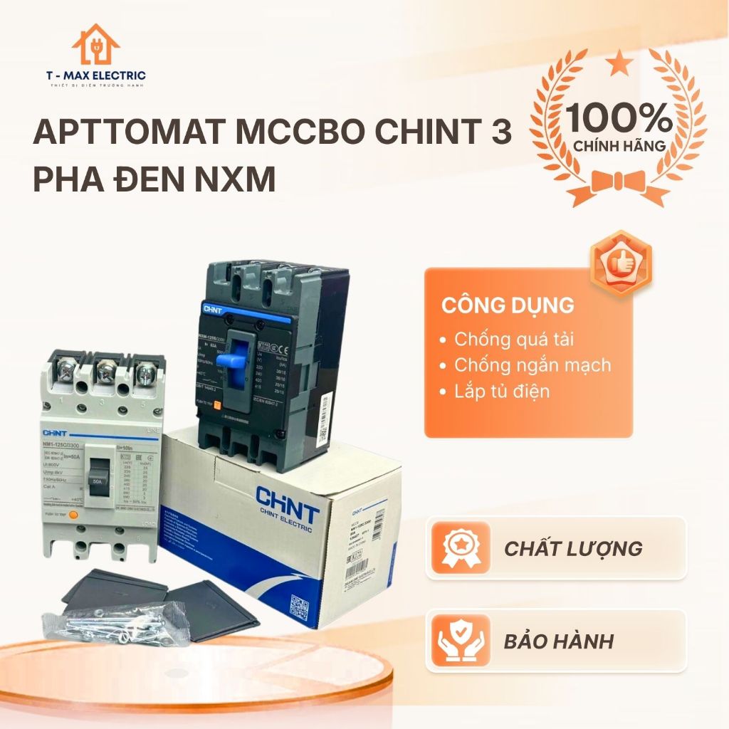 Attomat MCCB CHINT 3 pha ĐEN NXM