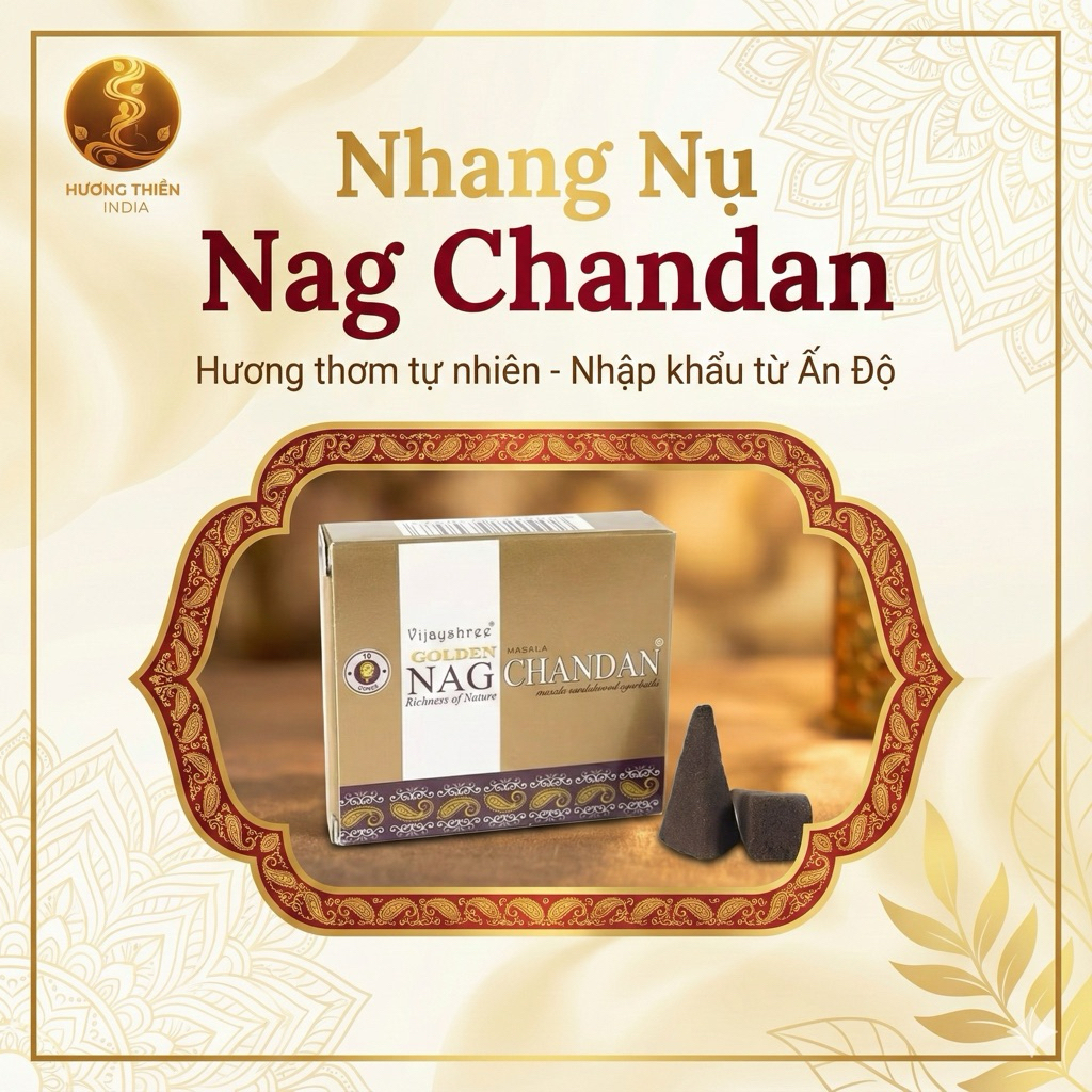 [Hộp lẻ] Nhang Nụ NAG Chandan - Nhang Nụ Đàn Hương Ấn Độ - Nhang Ấn Độ - Hàng Chính Hãng