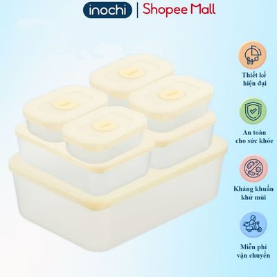 [COMBO] Bộ 6 Hộp thực phẩm TRỮ ĐÔNG Inochi, Nhựa PP chịu nhiệt không mùi, hộp cấp đông thịt cá