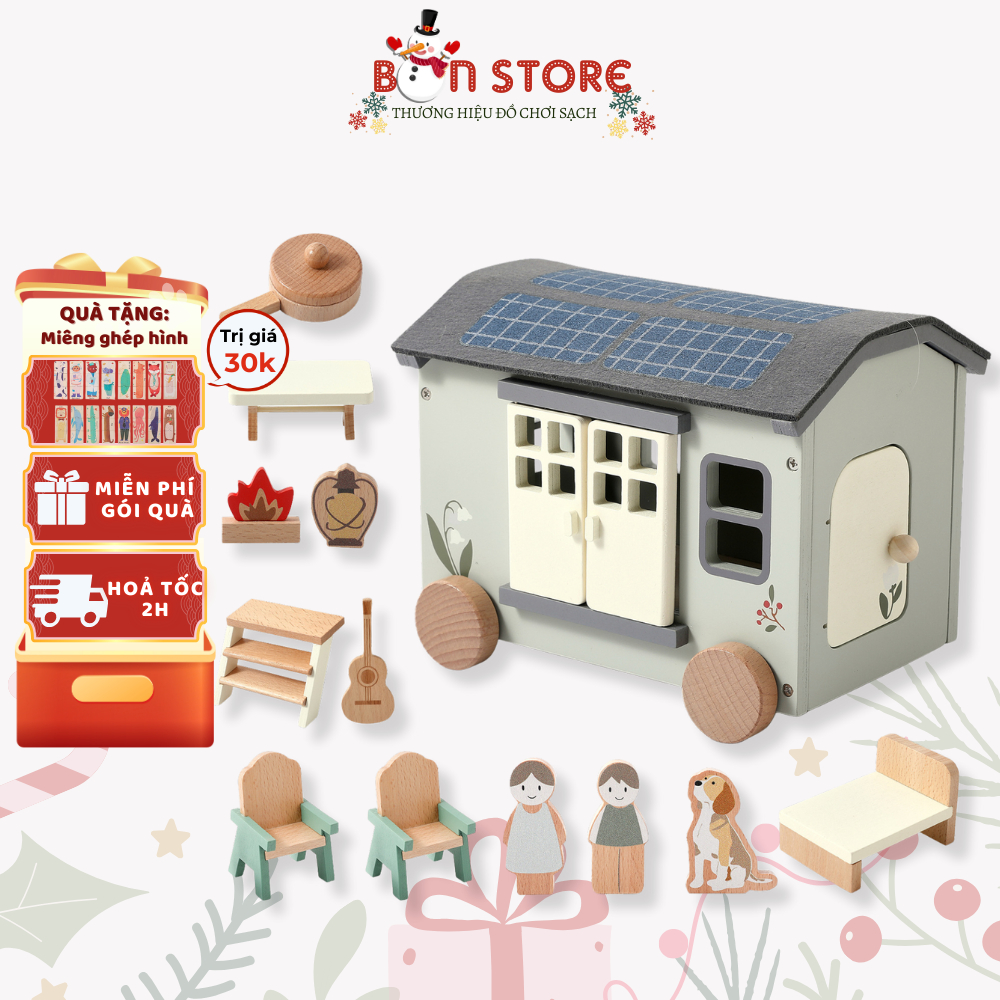 Đồ Chơi Hộp Bận Rộn Xe Cắm Trại Busy Box Gỗ Đồ Chơi Nhận Thức Giáo Dục Sớm Montessori Cho Trẻ Em Từ 