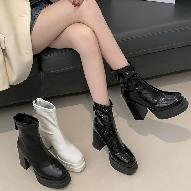 Giày Boot cổ ngắn có khóa CAO GÓT 10 cm MSP1019