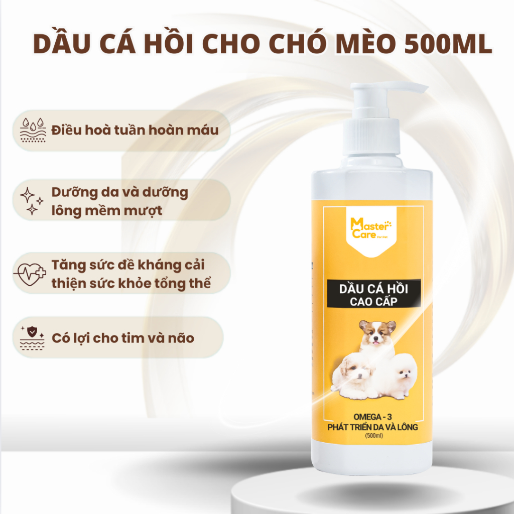 Dầu Cá Hồi MasterCare 500ml Cho Chó Mèo – Giảm Rụng Lông, Đẹp Da, Tăng Ăn & Hỗ Trợ Xương Khớp