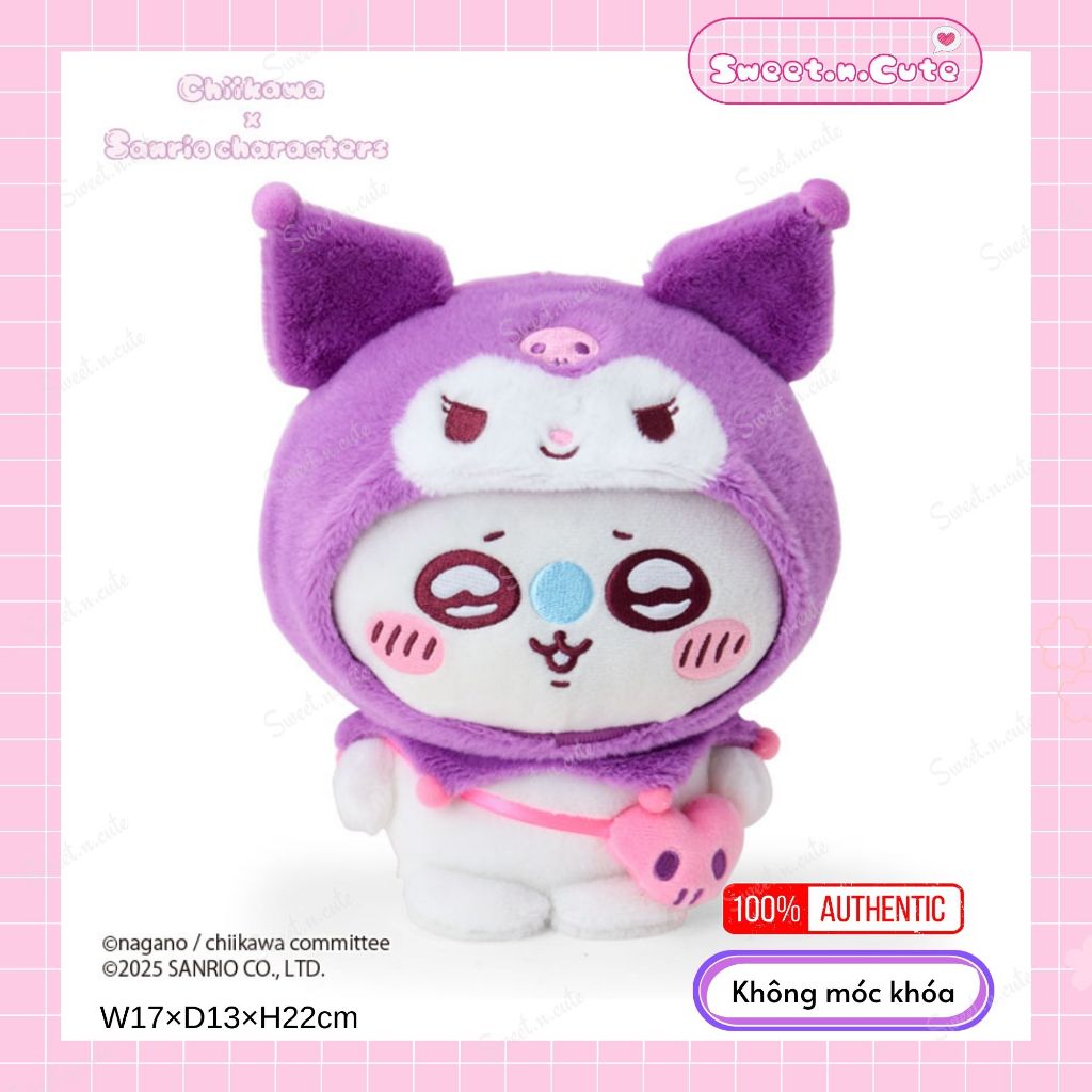 [Chính hãng Nhật - Full Tag] Momonga Kuromi 22cm - Thú bông Chiikawa x Sanrio Nhật Bản