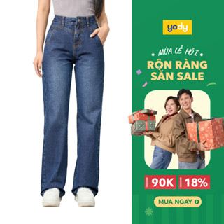  Quần jean ống Rộng Yody cạp cao ulzzang chất vải bò Denim Cotton dày đứng dáng TRA - QJN7063 VCNG 