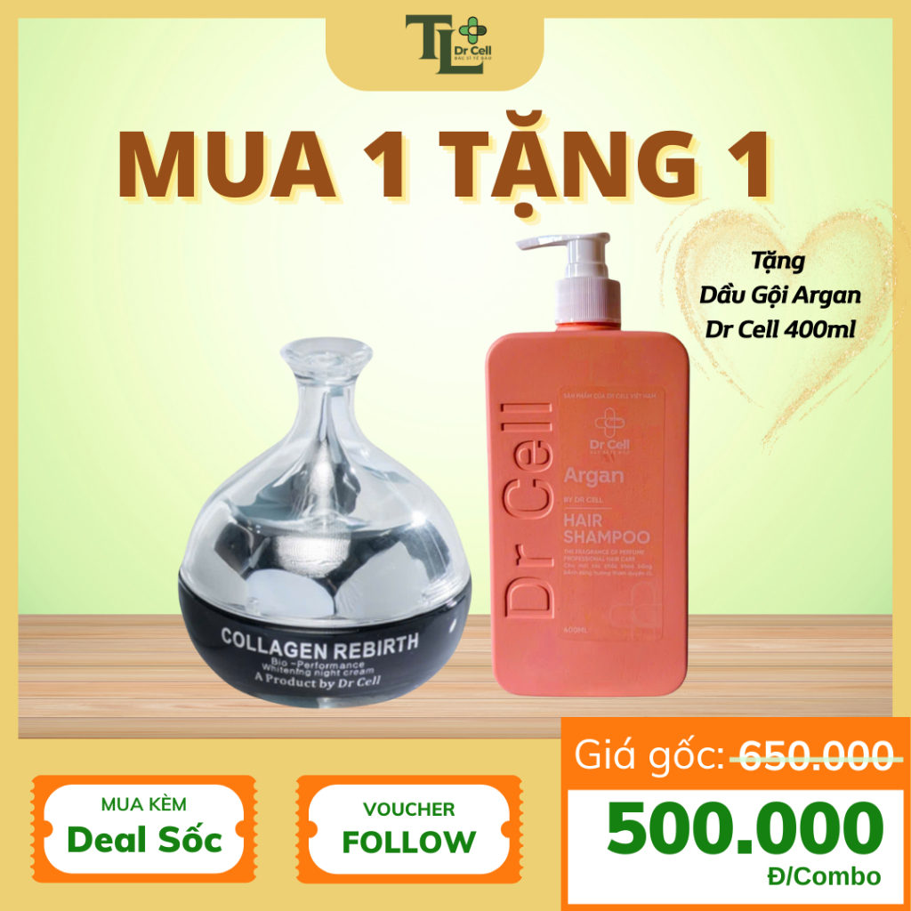 Kem Đêm Collagen Rebirth Dr Cell 30gram dưỡng da trắng hồng chống lão hoá mờ nếp nhăn