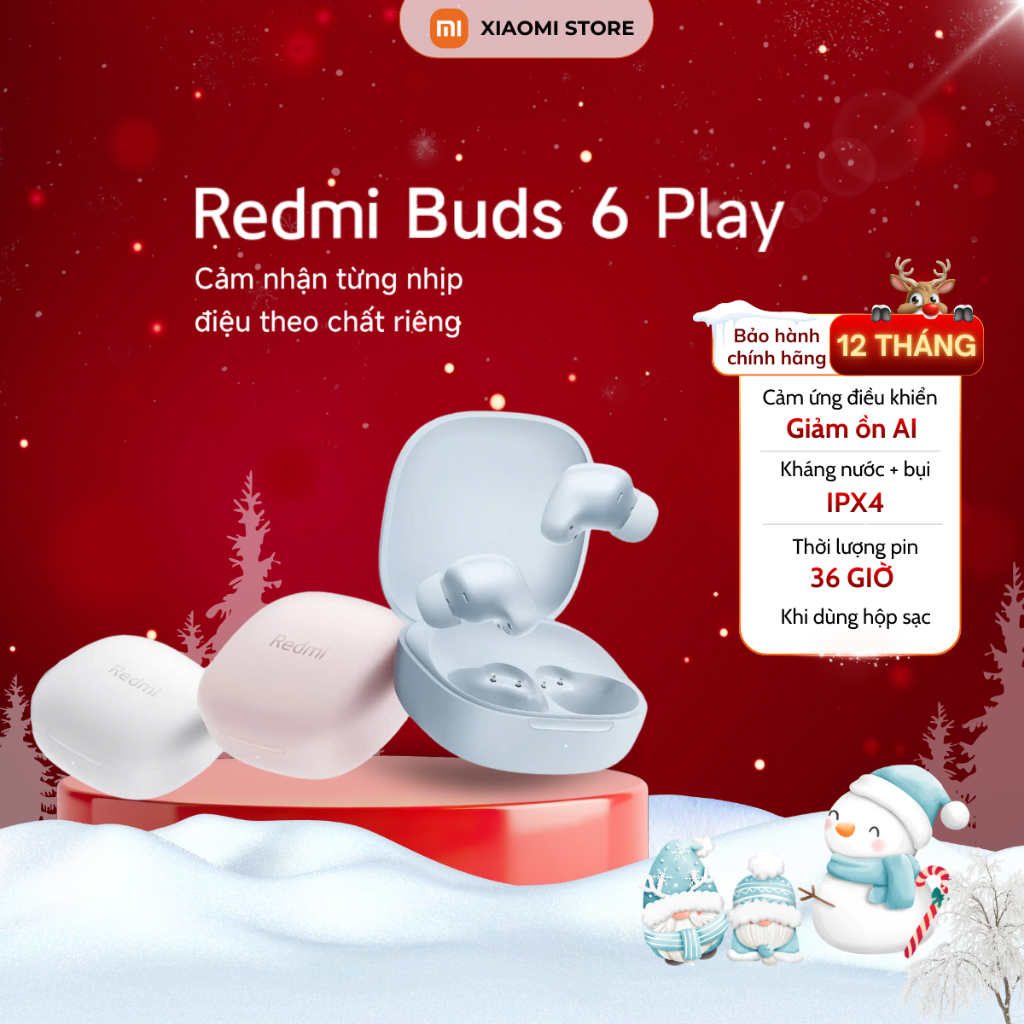 Tai Nghe Không Dây Xiaomi Redmi Buds 6 Play - Độ trễ thấp - Hàng chính hãng - Bảo hành 12 tháng | BigBuy360 - bigbuy360.vn