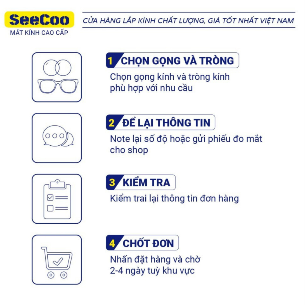Gọng Kính Cận Dáng Chữ Nhật Kim Loại Cao Cấp SeeCoo, Phong Cách Tối Giản, Hỗ Trợ Lắp Cận/Loạn, Chống ASX, Đổi Màu S90 | BigBuy360 - bigbuy360.vn
