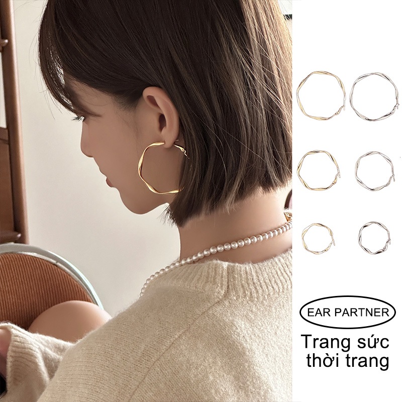 EAR PARTNER - Hoa tai Mobius bạc Sterling 925,Hoa tai nữ chống dị ứng, hoa tai tinh tế, quà tặng ngày lễ tình nhân