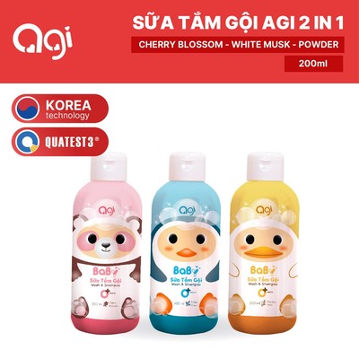 Sữa tắm gội Agi 2 in 1 200ml dịu nhẹ, an toàn cho bé [BAO BÌ MỚI]