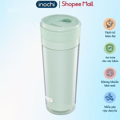 Cốc nước Chiba Inochi 750ml, nắp kèm ống hút chống rỉ, 2 lớp cao cấp, có lưới chặn đá tiện dụng
