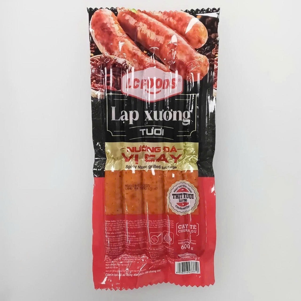 Lạp Xưởng Nướng Đá- Lạp Xưởng Cay - Lạp Xưởng Nướng Đá Vị Cay 600gr LC Foods - Hàng Phân Phối