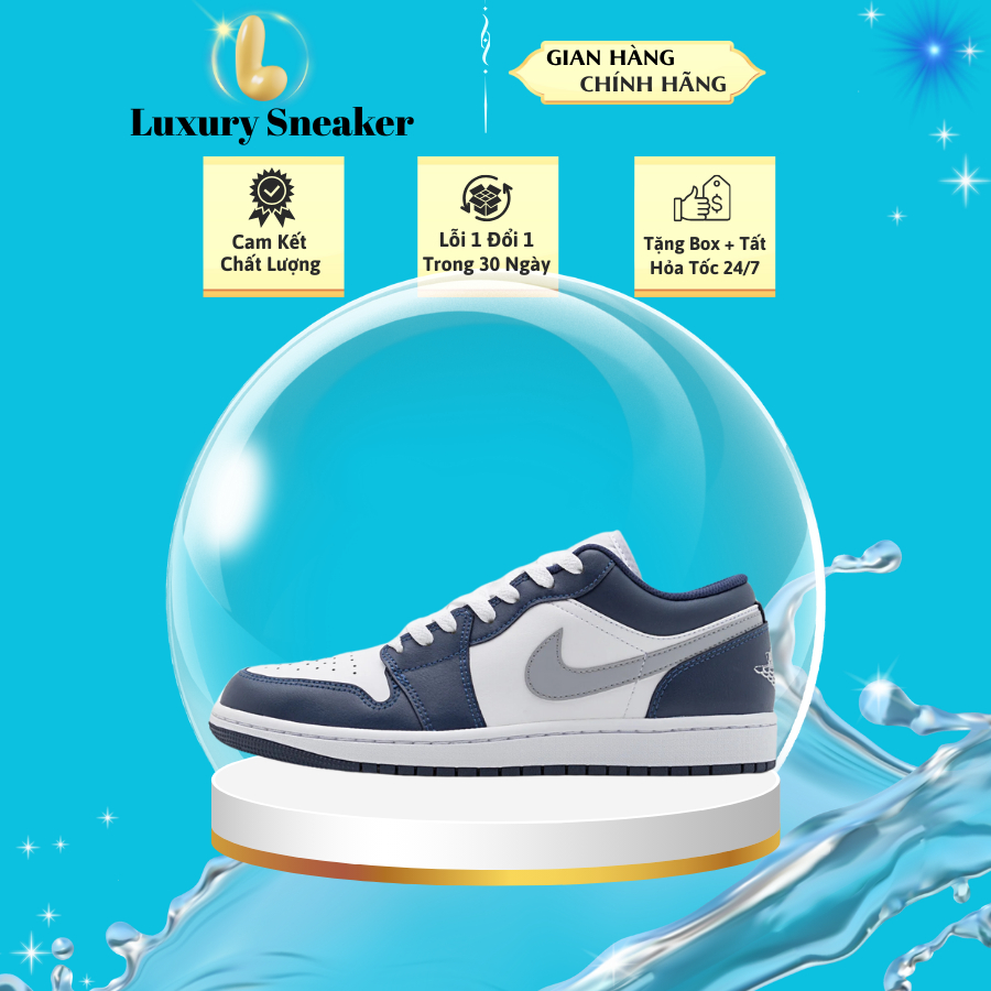 Giày JD1 Low Nam Nữ, Giày JD1 Xanh Navy Nam Nữ  bản Cao Cấp Full Box Bill