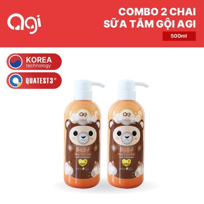 (Mới) Combo 2 chai sữa tắm gội Agi 500ml hương Hoa Anh Đào