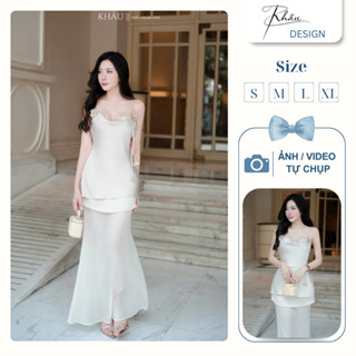  Đầm Lụa Dự Tiệc dáng dài thiết kế hở hưng Váy Lụa dạ hội dáng dài cao cấp KHÂU design K977 