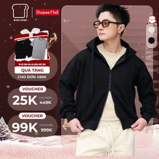   NEW  Áo Khoác Double Zip Hoodie Nam Nữ Bami Home form Boxy Rộng Dày Mũ To Có Dây Kéo AHD04 