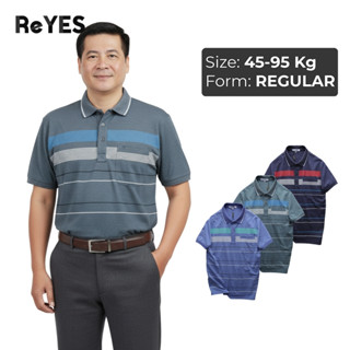  Áo polo nam trung niên có túi ngực tiện lợi áo thun cổ bẻ cotton cao cấp sọc ngang tặng bố ReYES RCP006 có big size 