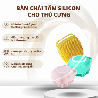 Bàn Chải Tắm Chuyên Dùng Cho Chó Mèo Thiết Kế Silicon Mềm Mại Loại Bỏ Vết Bẩn Massage Thư Giãn