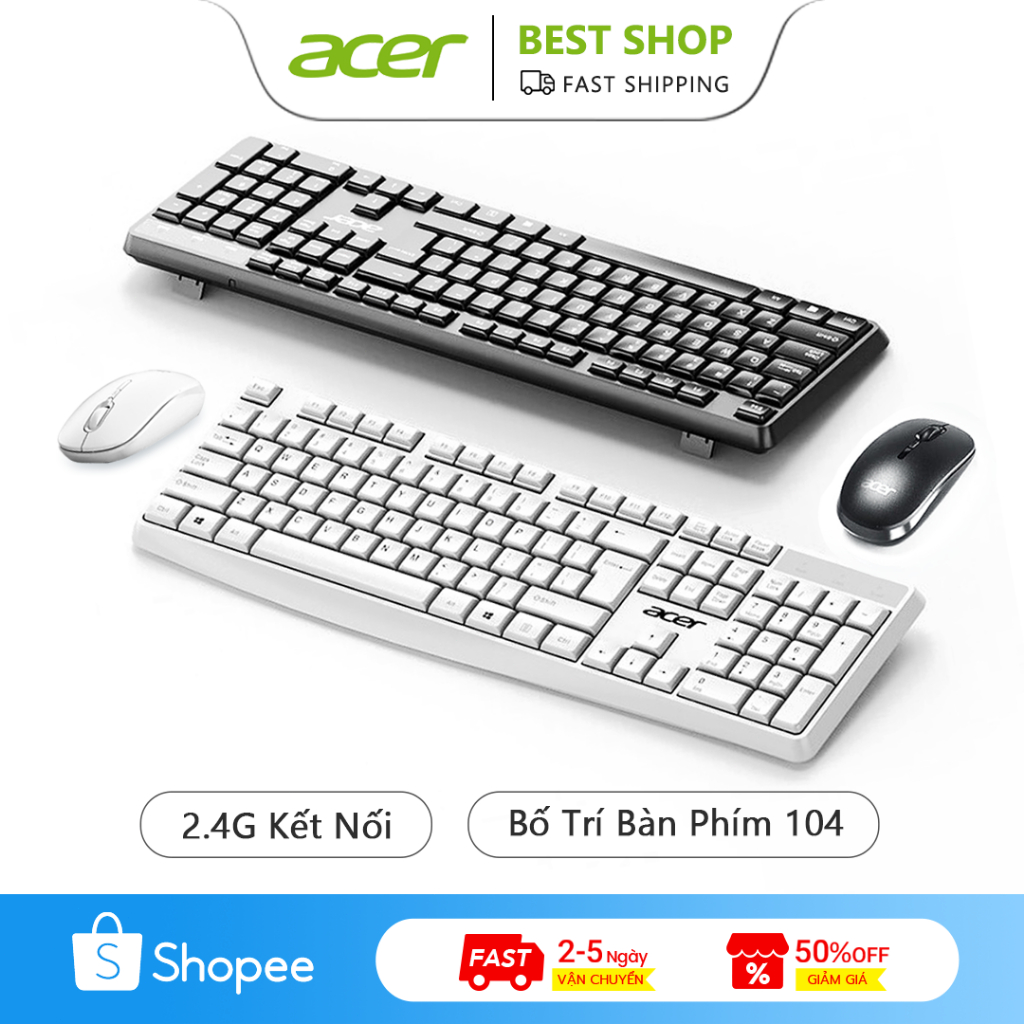 ACER Bộ Bàn Phím Và Chuột Không Dây KM41-2K 2.4G Siêu Mỏng Chống Văng Dành Cho Máy Tính / Notebook