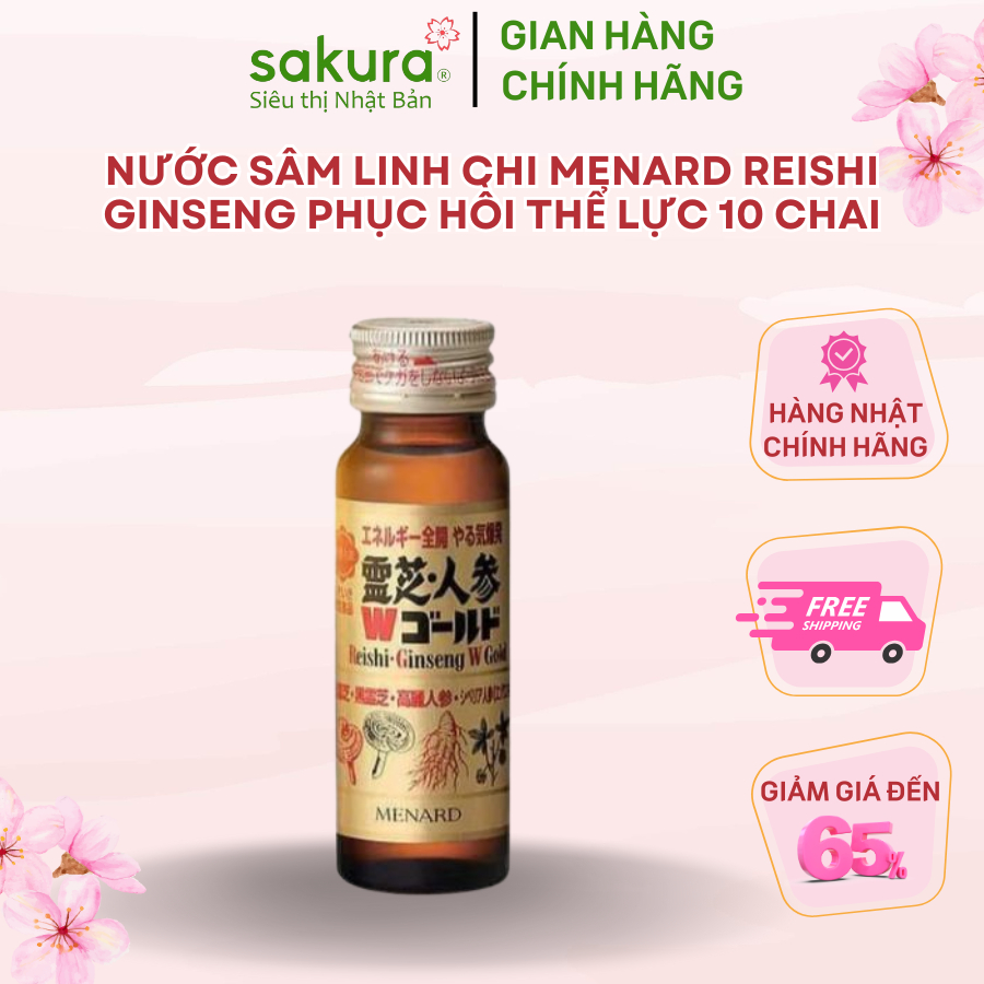Nước sâm linh Chi Menard reishi ginseng phục hồi thể lực 10 chai x 50ml