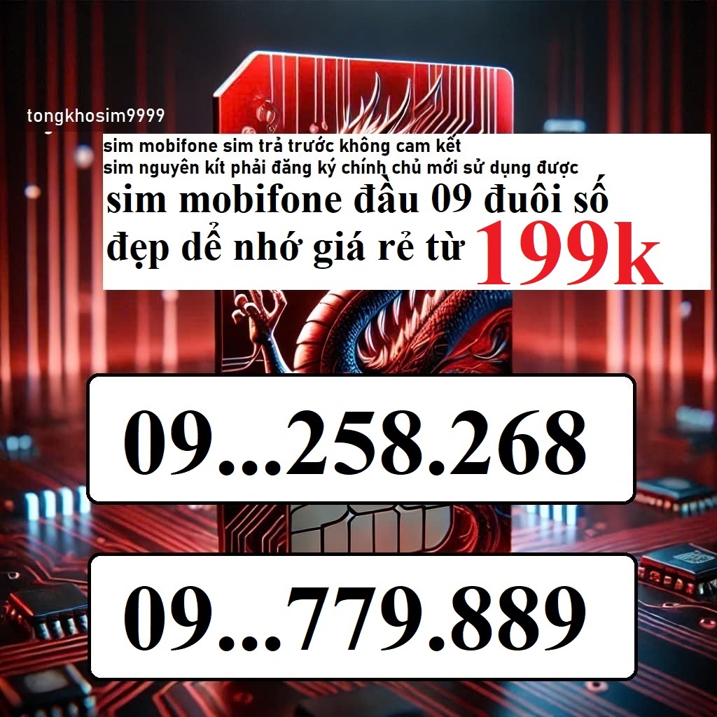 sim mobifone đầu 09 đuôi số đẹp dể nhớ giá rẻ từ 199k, sim chưa kích sim trả trước