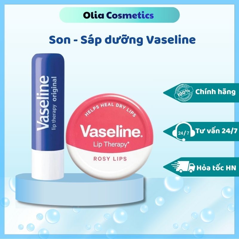 Son dưỡng môi Vaseline Lip Therapy Rosy hộp thiếc hồng, dưỡng môi Vaseline không màu - Olia Cosmetic