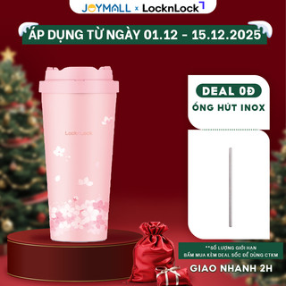  Ly giữ nhiệt LocknLock 550ml Hồng Đào LHC3249PIKPB Hàng chính hãng mở nắp một chạm - JoyMall 