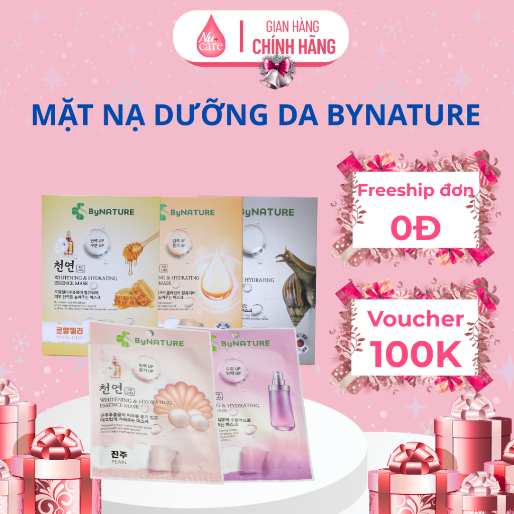Quà tặng mặt nạ dưỡng da cấp ẩm trắng sáng ByNature, dưỡng da căng bóng, khoẻ mạnh