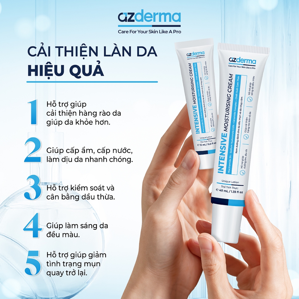 Kem dưỡng ẩm cải thiện hàng rào da Intensive Moisturising Cream Azderma 40ml