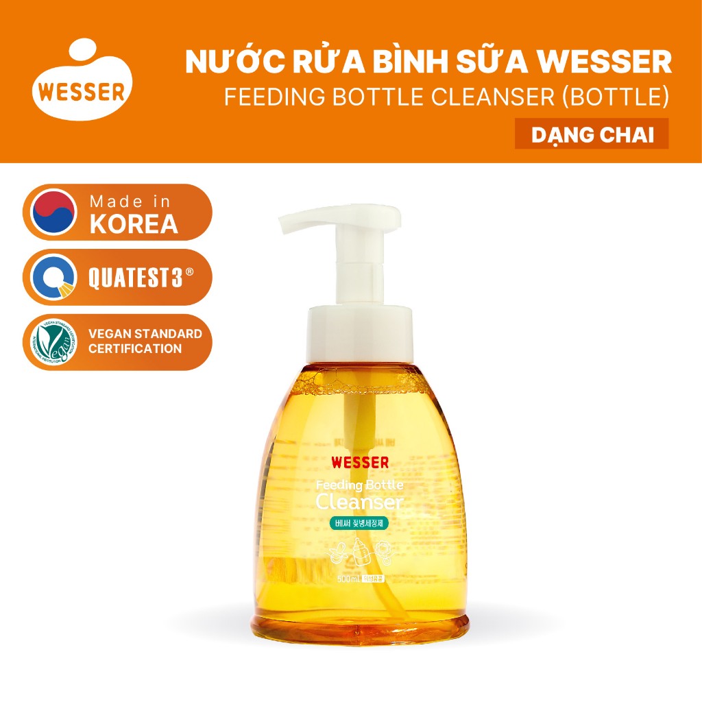 Nước rửa bình sữa Wesser dạng chai 500ml (Nhập khẩu Hàn Quốc)