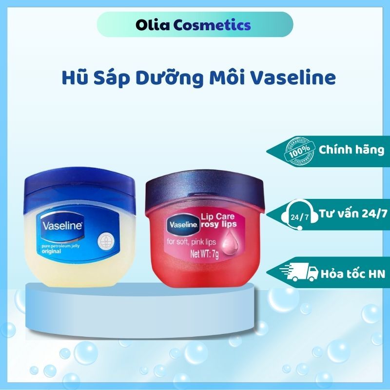 Sáp dưỡng môi đa năng Vaseline dưỡng môi Vaseline hũ hồng xanh - Olia Cosmetic