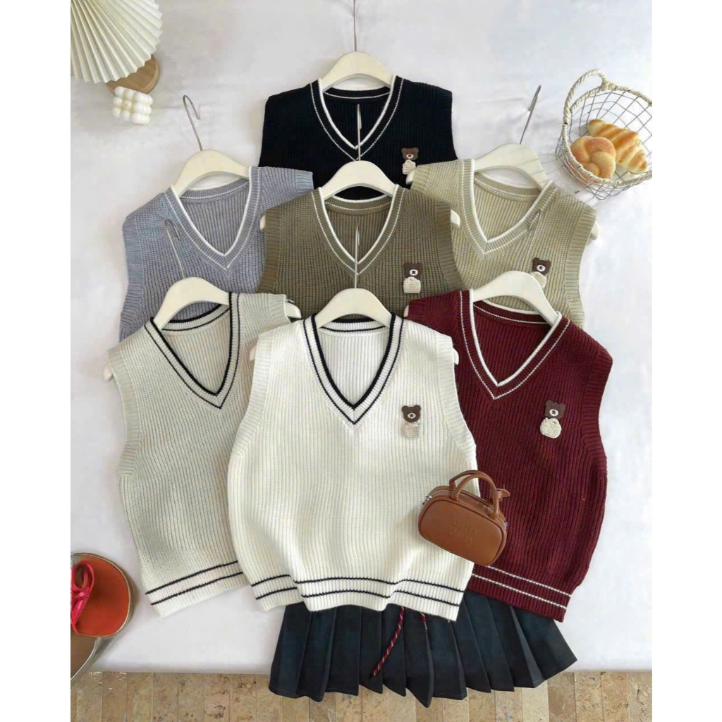 Áo len nữ CÚC FASHION HN Áo len gile gấu AL09