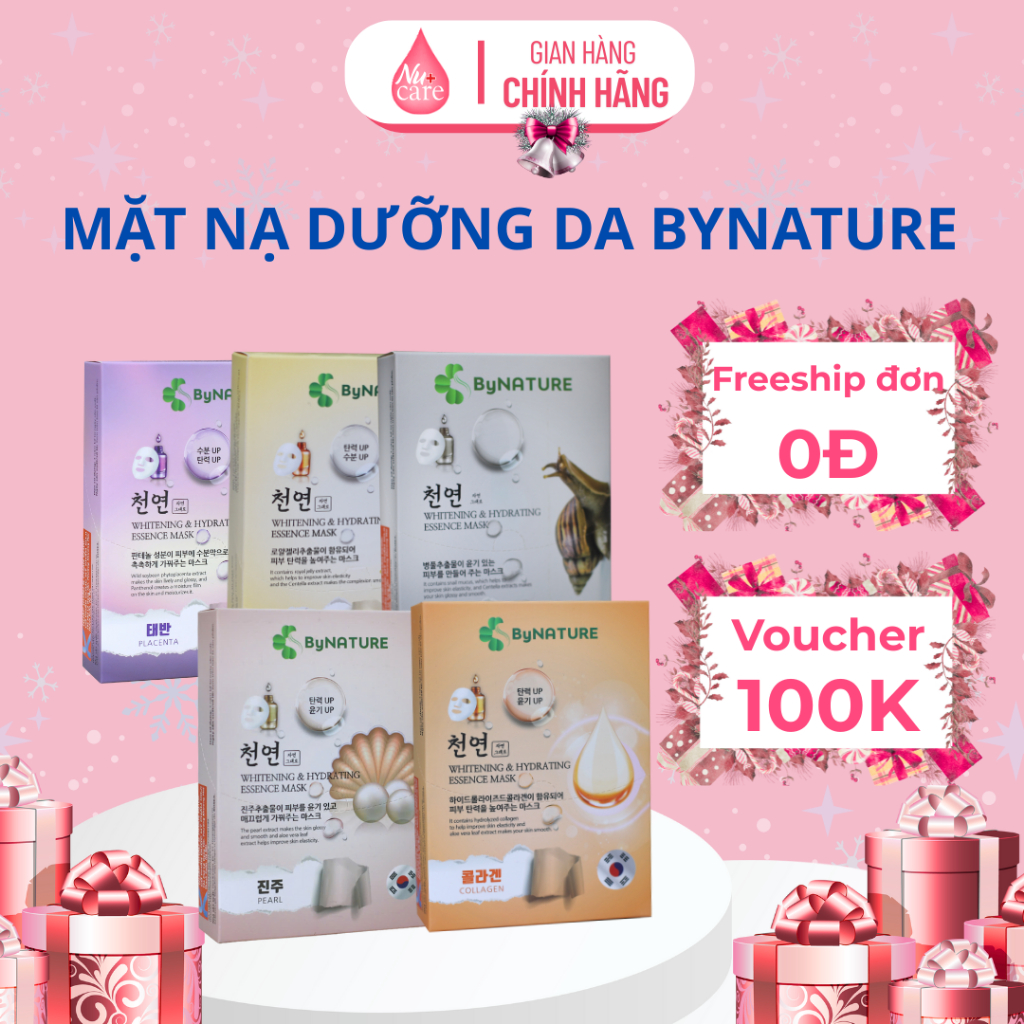 Mặt nạ dưỡng da cấp ẩm trắng sáng ByNature, dưỡng da căng bóng, khoẻ mạnh, 1 hộp